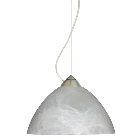 Besa Lighting Tessa Cord Pendant, Marble, Satin Nickel Finish, 1x9W LED 1KX-420152-LED-SN
